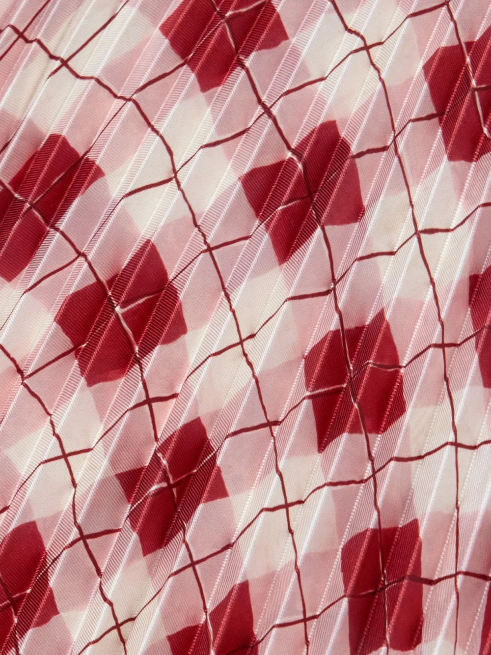 Close-up detail of the S.S. Daley Kate Pleated Checked Satin-twill Maxi Skirt