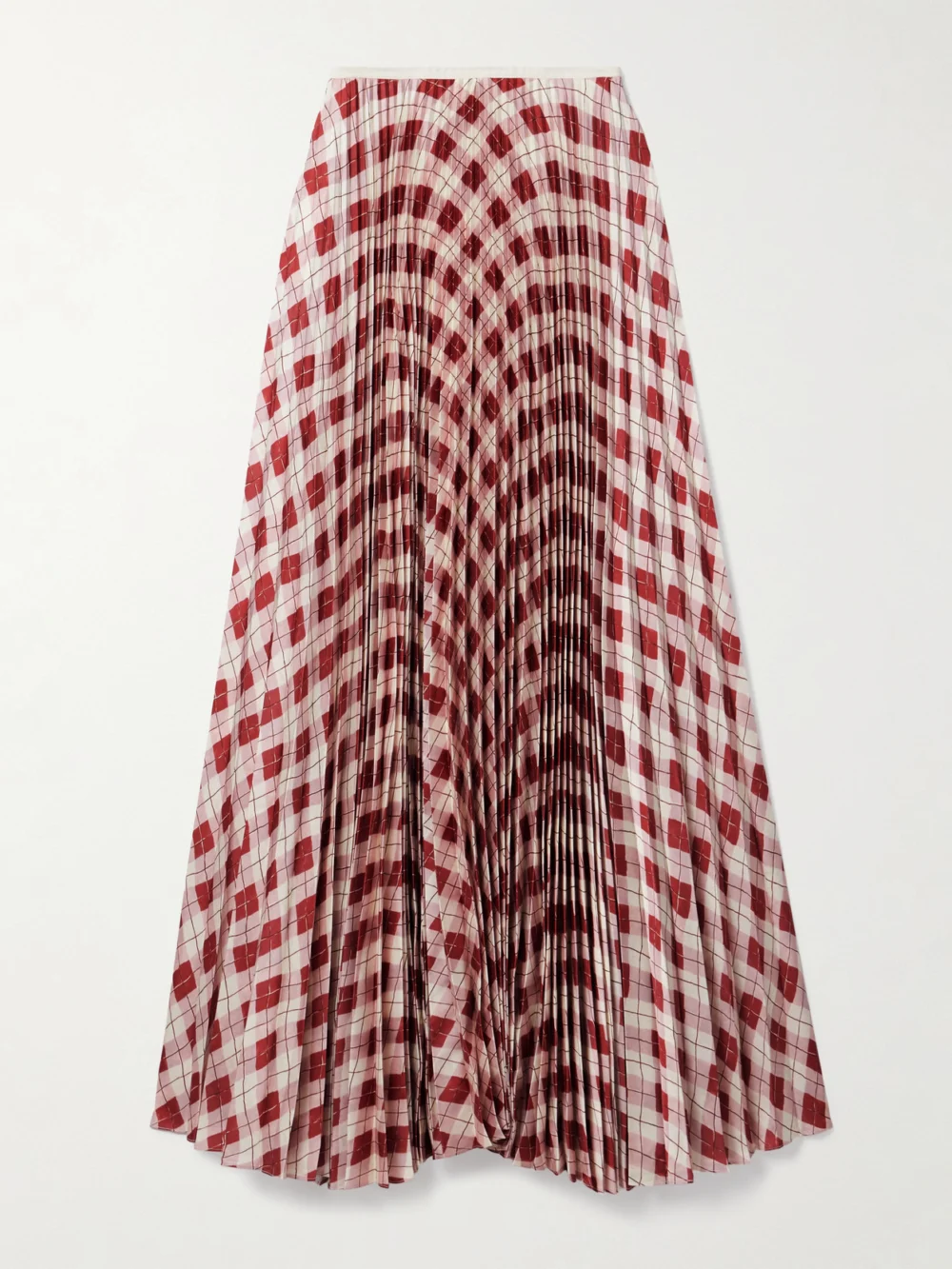 S.S. Daley Kate Pleated Checked Satin-twill Maxi Skirt in red