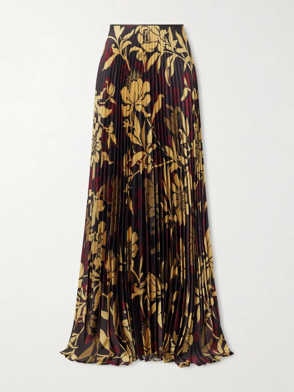 S.S. Daley Kate Pleated Floral-print Satin-twill Maxi Skirt in brown
