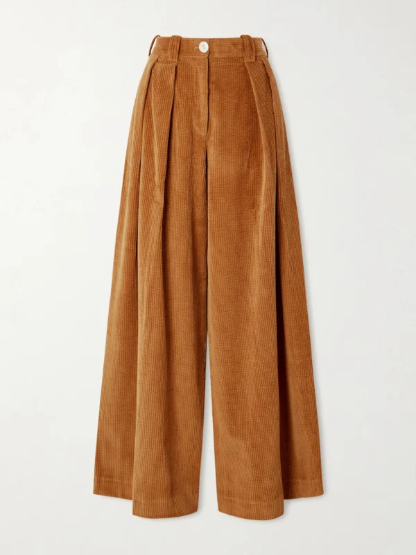 S.S. Daley Pleated Cotton-corduroy Wide-leg Pants