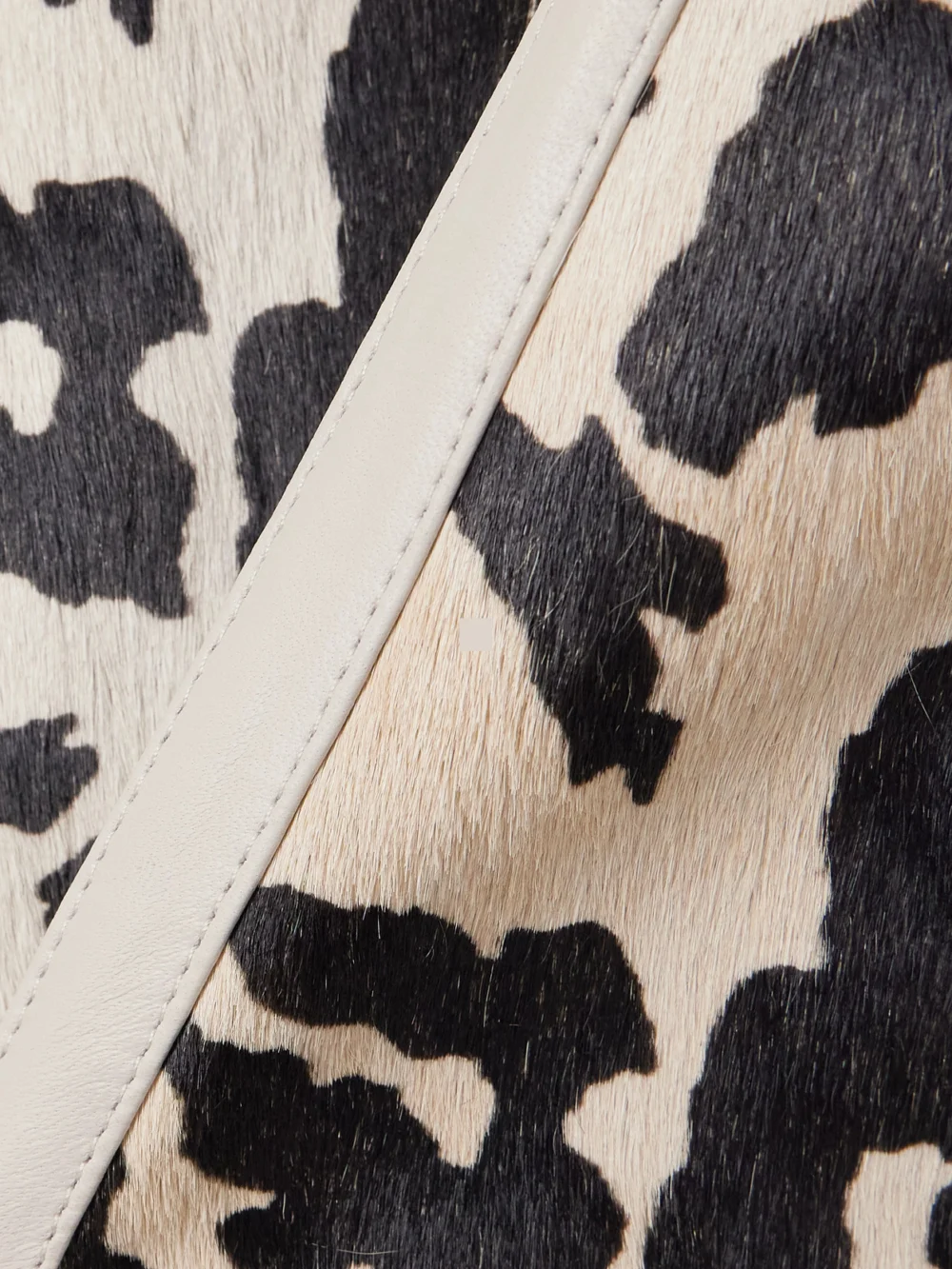 Close-up detail of the S.S. Daley Ribbed Cropped Wool-trimmed Animal-print Goat Hair Jacket