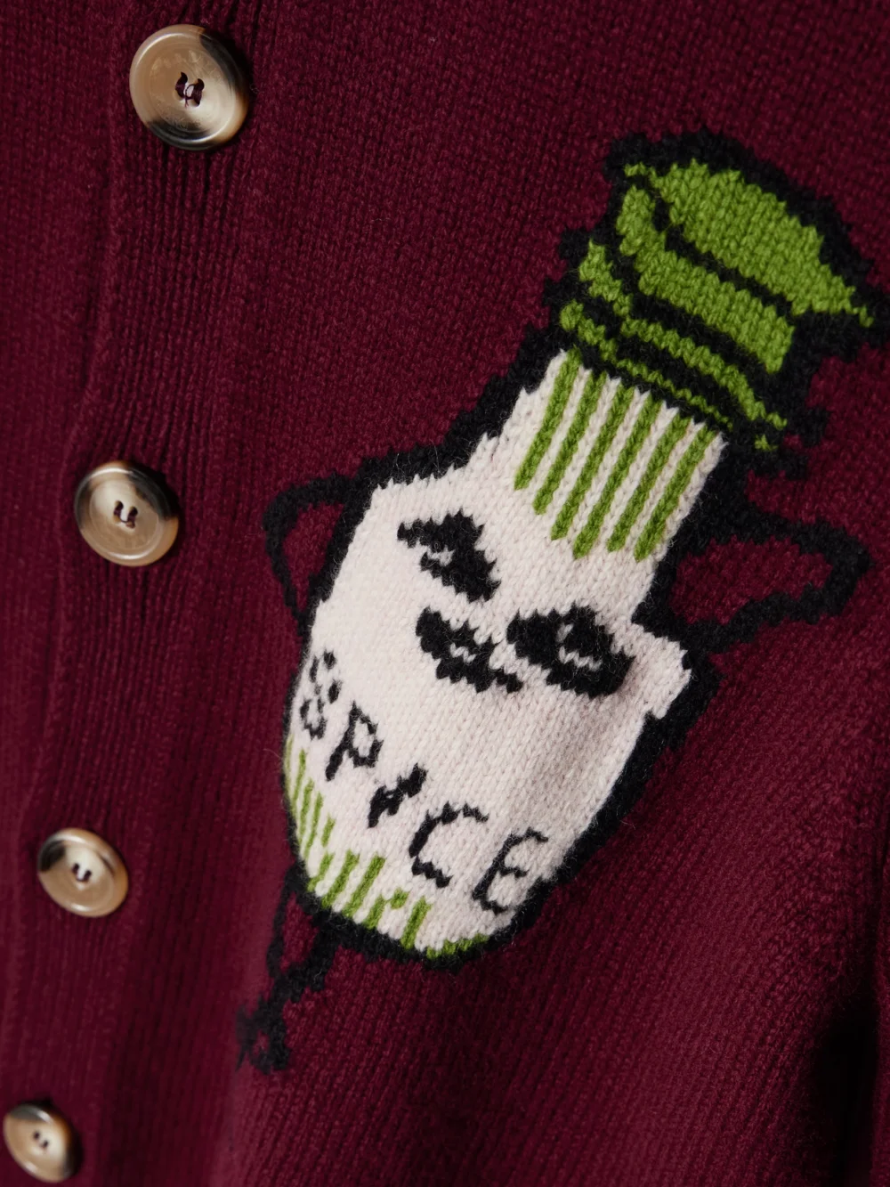 Close-up detail of the S.S. Daley Sugar & Spice Intarsia Wool Cardigan