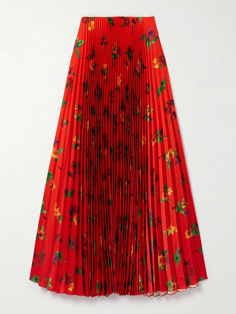 S.S. Daley Sunray Pleated Floral-print Satin Maxi Skirt in red