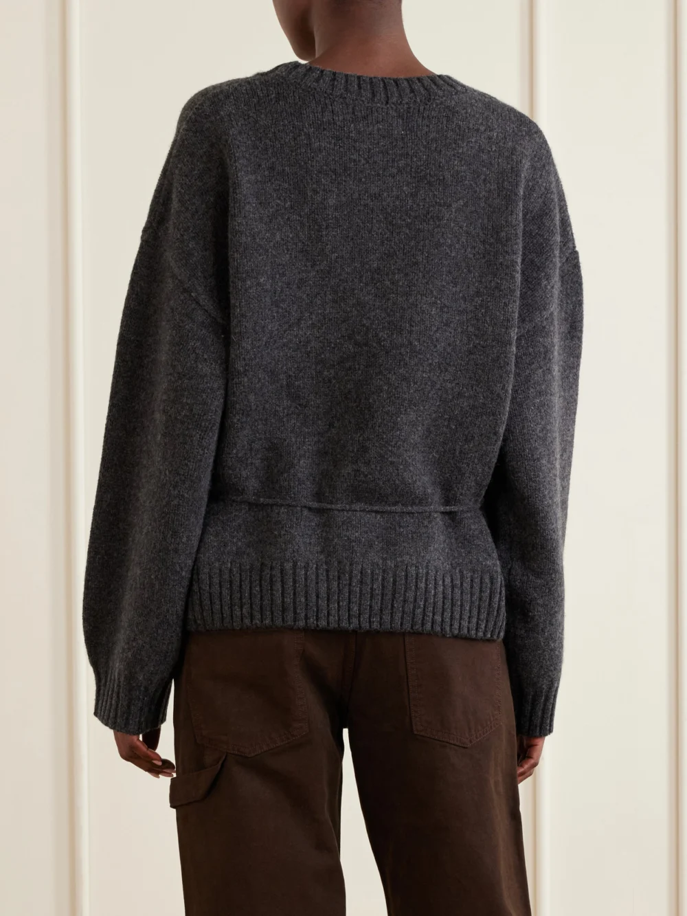 Back view of the St. Agni Belted Wool Sweatshirt