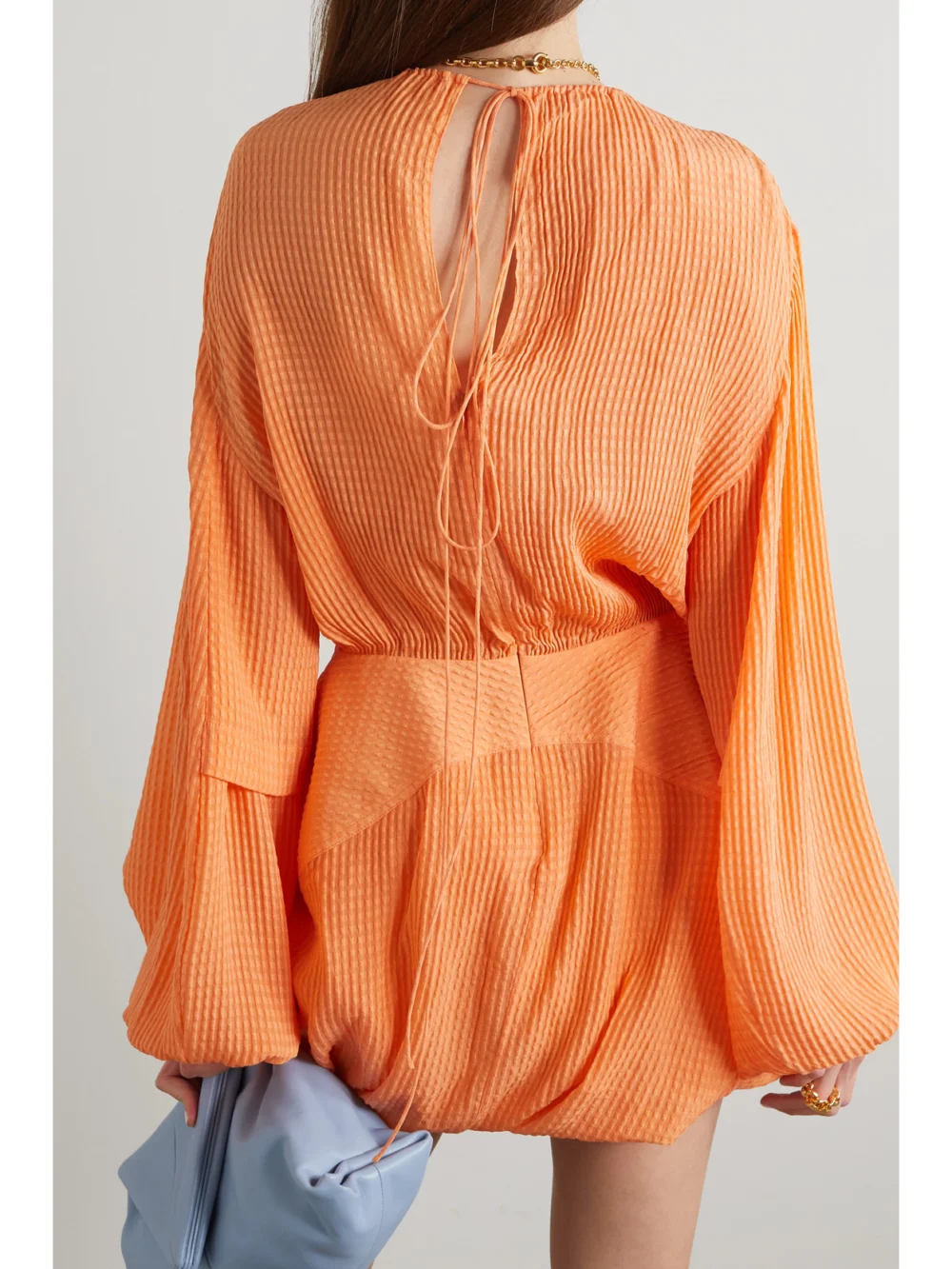 Back view of the Stella McCartney Amanda Silk-seersucker Mini Dress