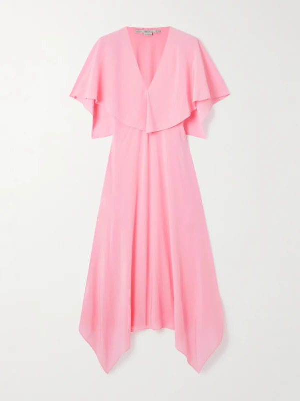 Stella McCartney Asymmetric Draped Silk-crepe Midi Dress