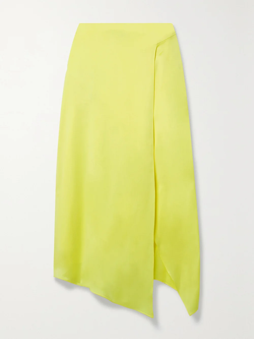 Stella McCartney Asymmetric Wrap-effect Satin Midi Skirt in yellow