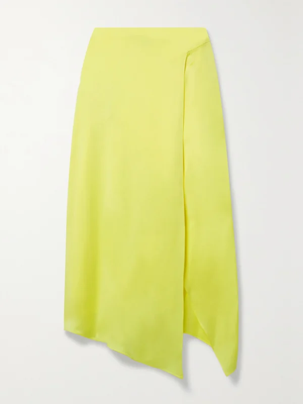 Stella McCartney Asymmetric Wrap-effect Satin Midi Skirt