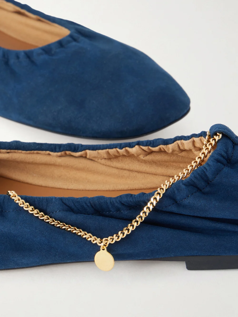 Close-up detail of the Stella McCartney Ballerina Alter Suede Flats