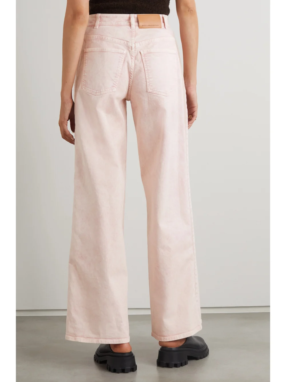 Back view of the Stella McCartney Canvas-trimmed High-rise Wide-leg Jeans