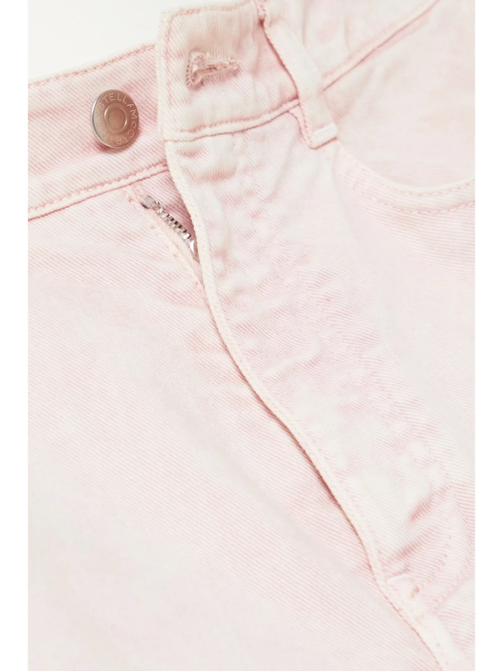 Close-up detail of the Stella McCartney Canvas-trimmed High-rise Wide-leg Jeans