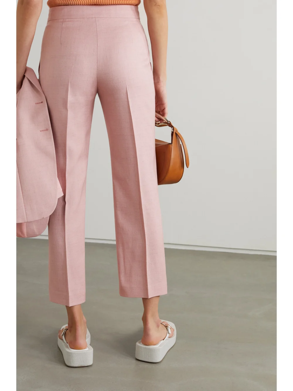 Back view of the Stella McCartney Carlie Cropped Woven Straight-leg Pants