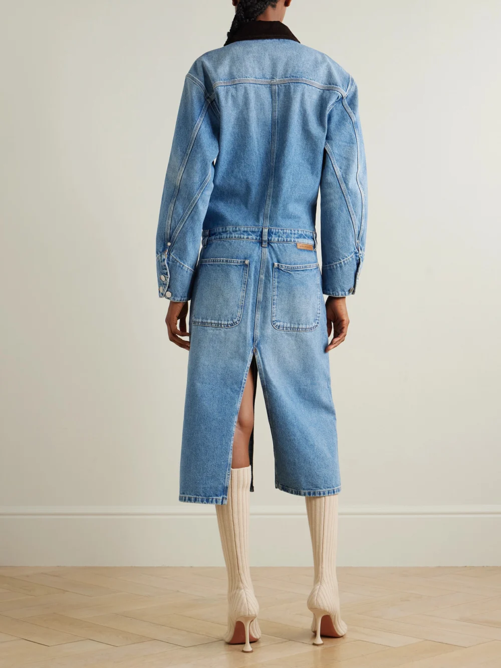 Back view of the Stella McCartney Corduroy-trimmed Denim Dress