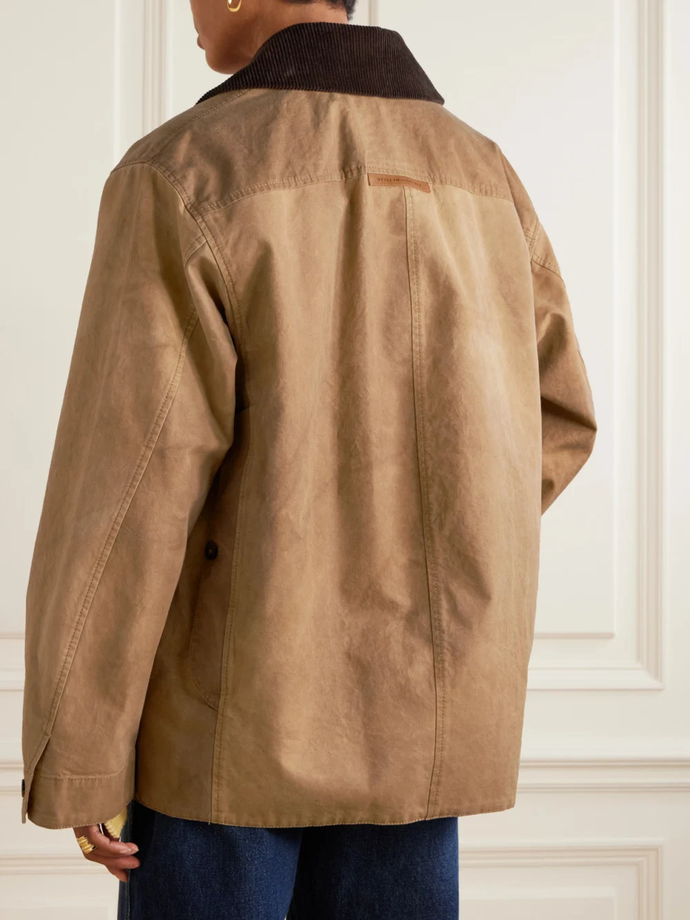Back view of the Stella McCartney Corduroy-trimmed Washed Organic Cotton-canvas Jacket