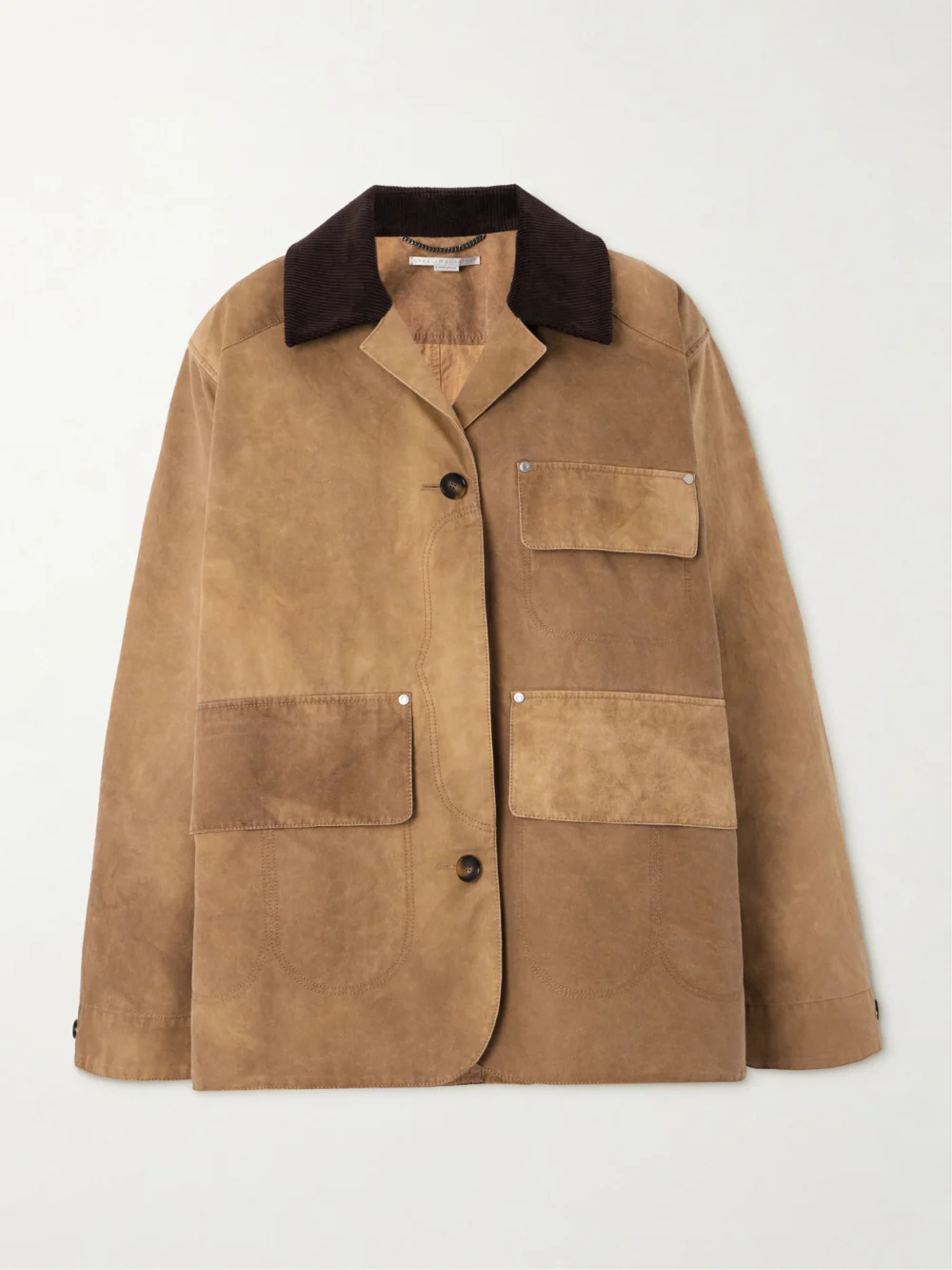 Stella McCartney Corduroy-trimmed Washed Organic Cotton-canvas Jacket in tan