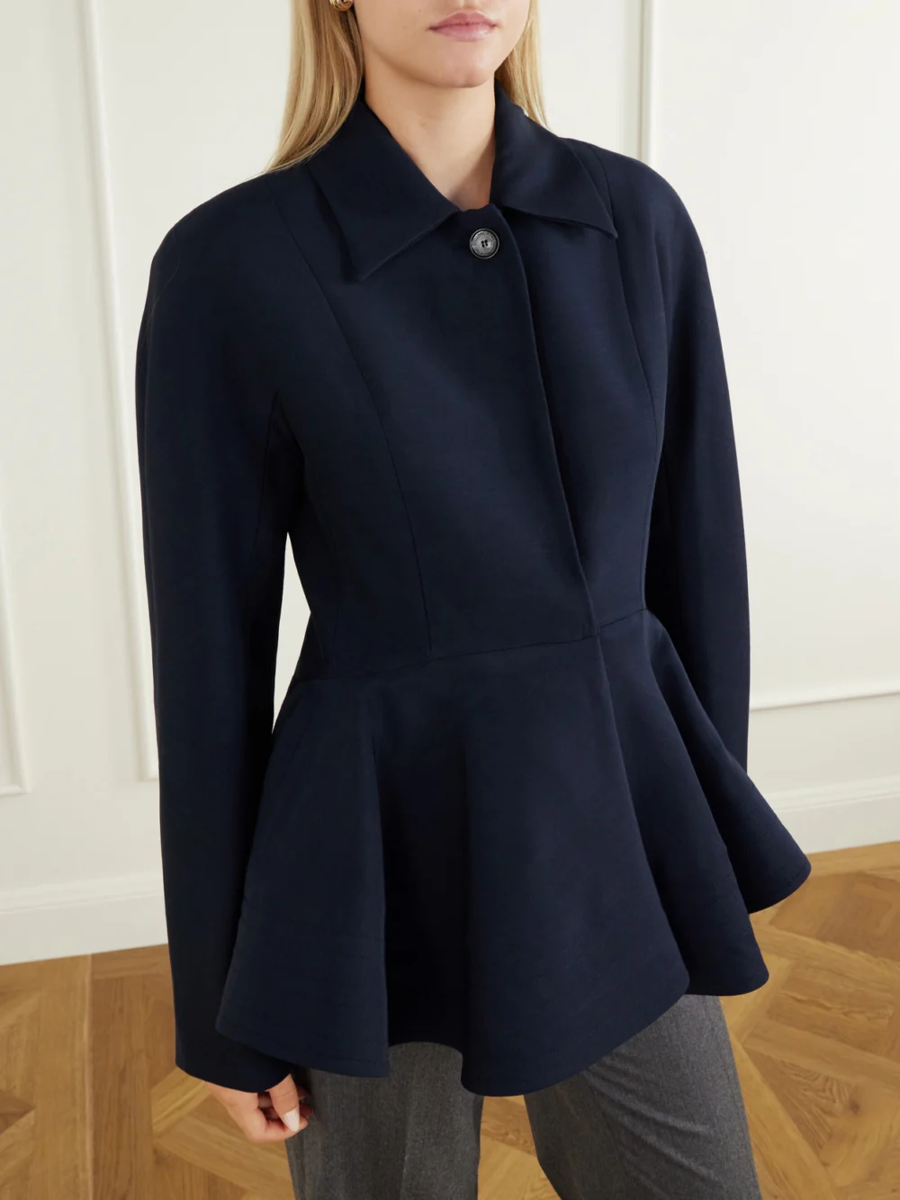 Close-up detail of the Stella McCartney Crepe Peplum Jacket