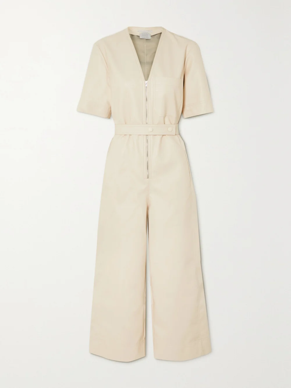 Stella McCartney Cropped Belted Vegetarian Fabric Jumpsuit in beige