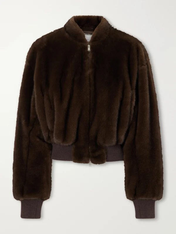 Stella McCartney Cropped Plush Bomber Jacket