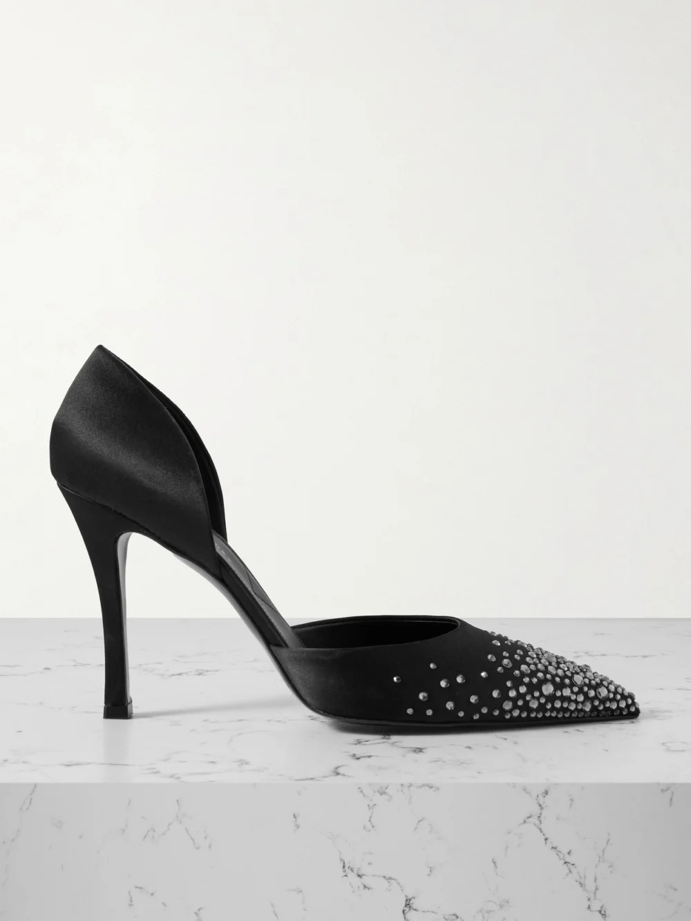 Stella McCartney Crystal-embellished Satin Pumps in black