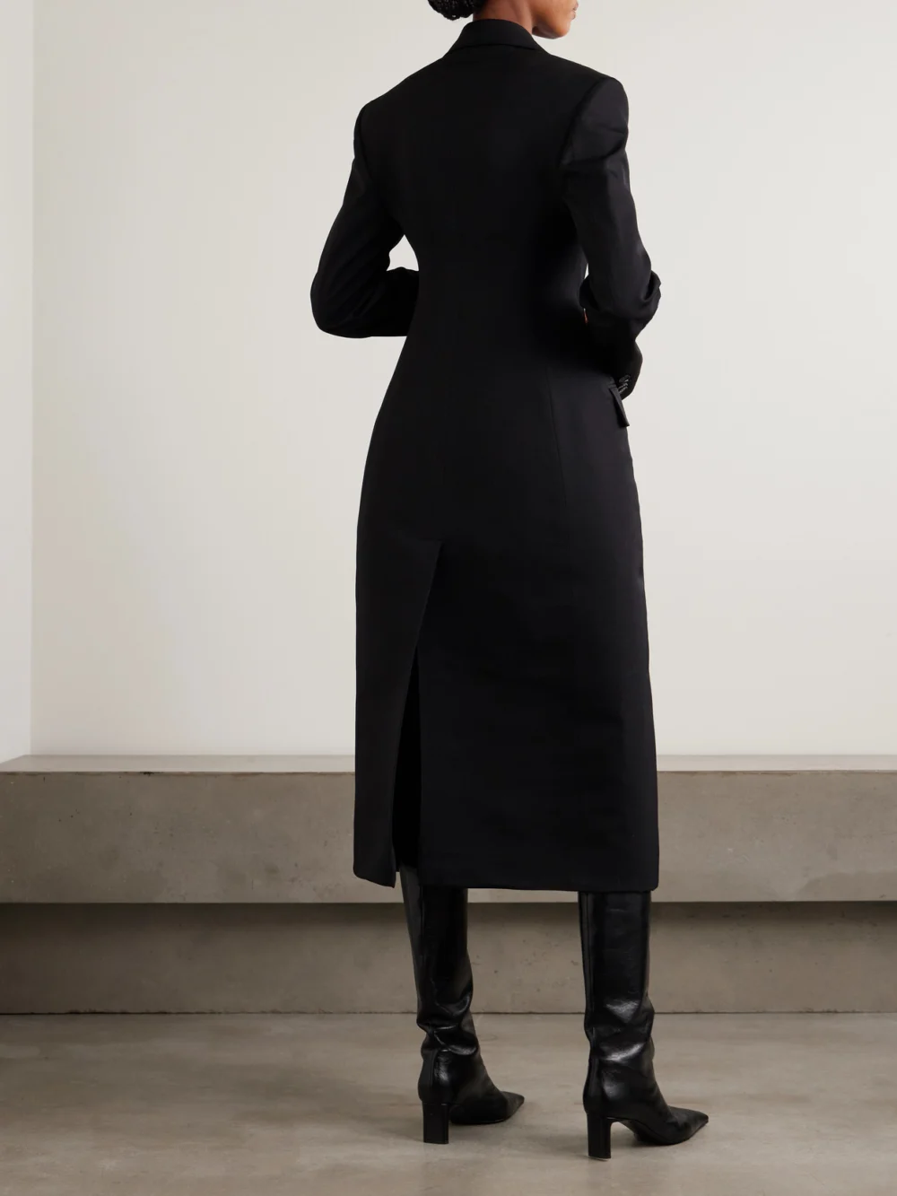 Back view of the Stella McCartney Double-breasted Embroidered Wool-twill Coat