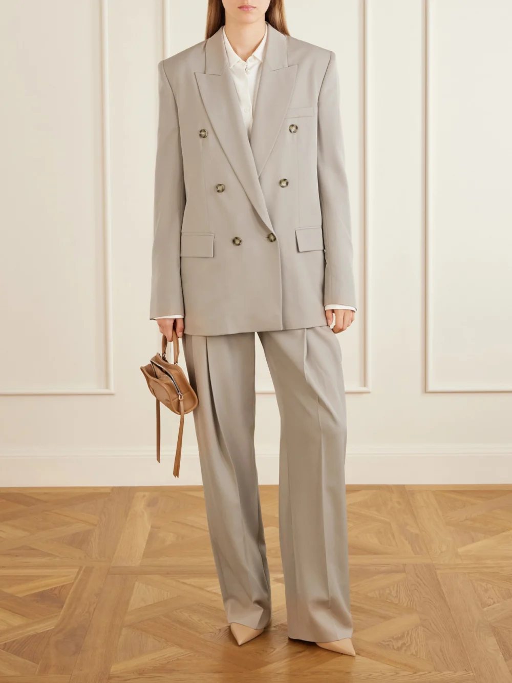 Stella McCartney Double-breasted Oversized Wool-twill Blazer, worn by a model