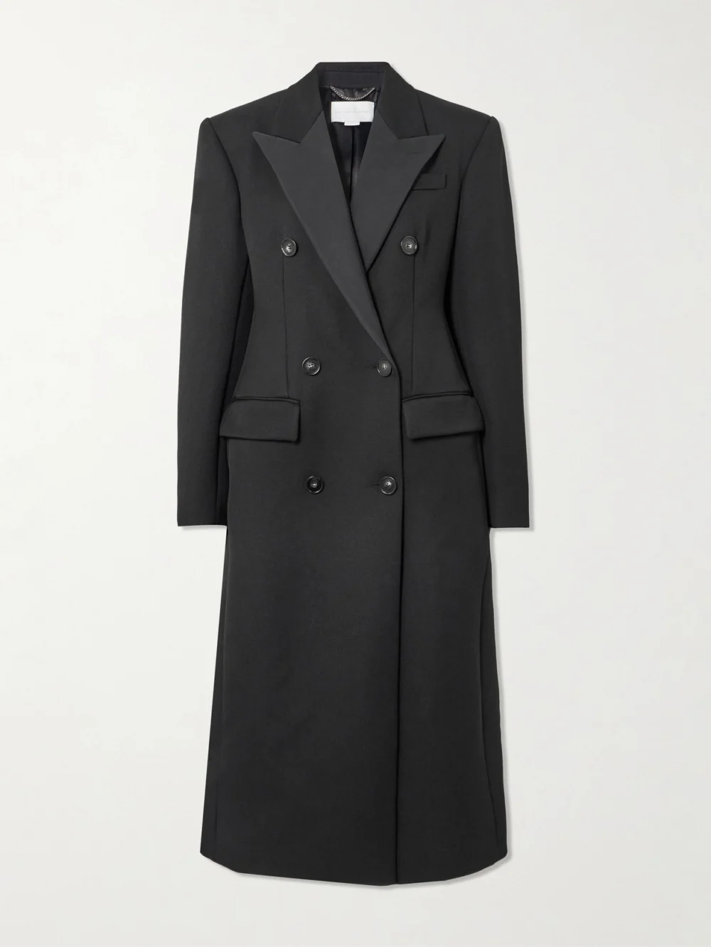 Stella McCartney Double-breasted Satin-trimmed Twill Coat in black