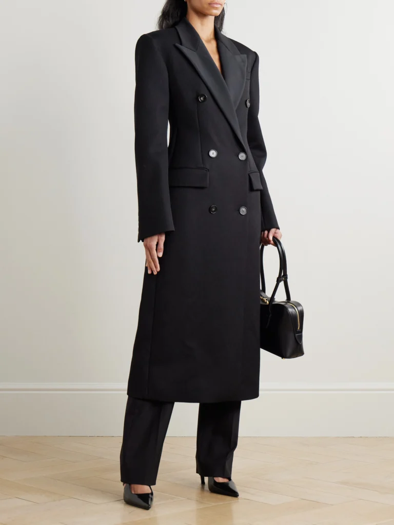 Stella McCartney Double-breasted Satin-trimmed Twill Coat
