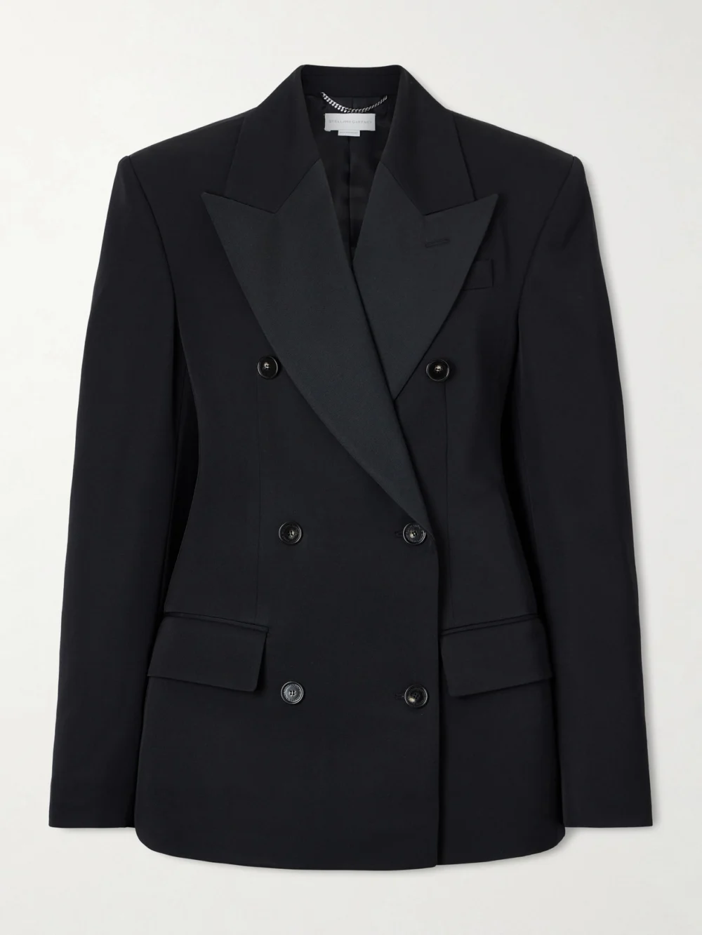 Stella McCartney Double-breasted Twill-trimmed Wool Blazer in black