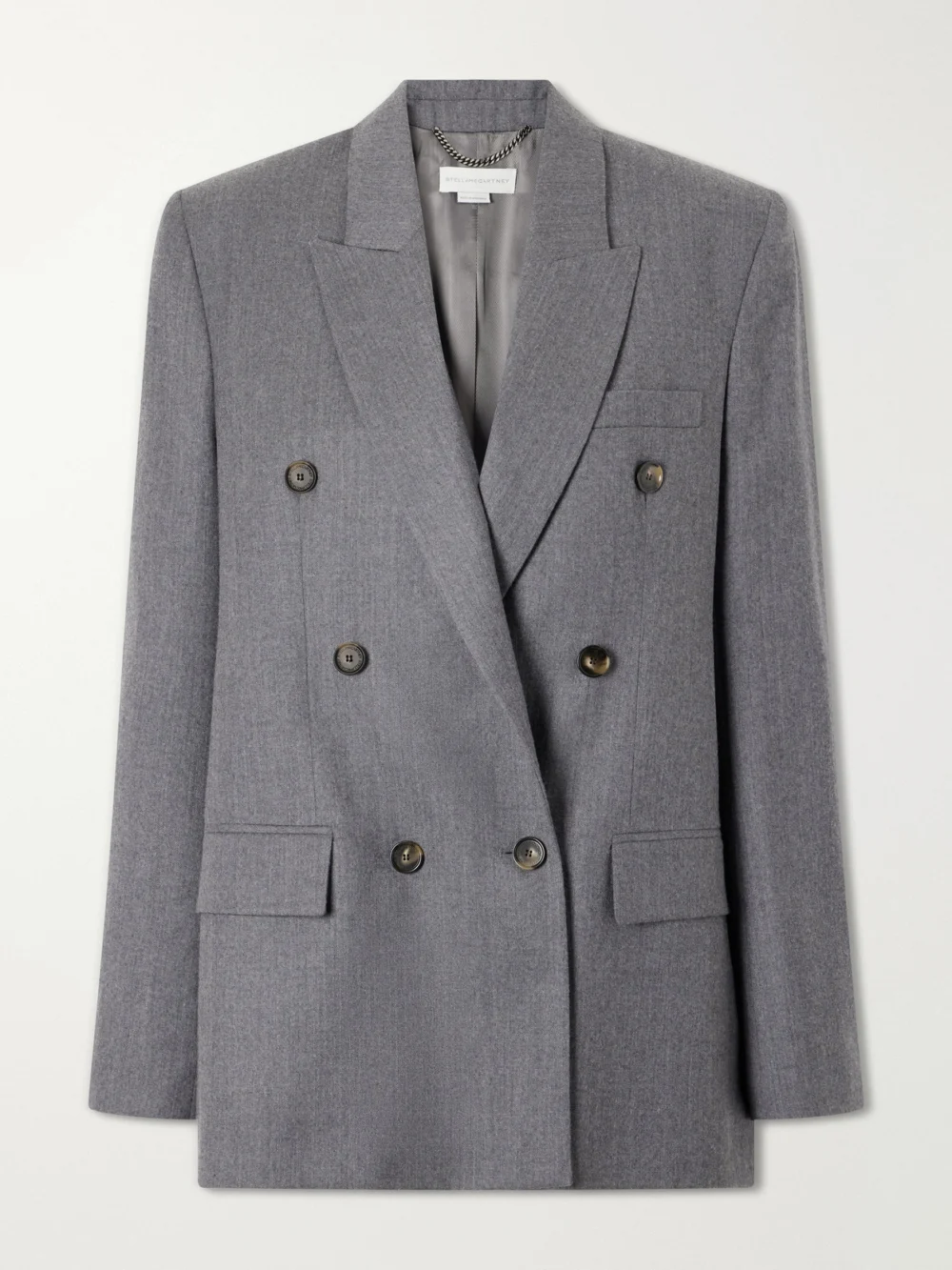 Stella McCartney Doubled-breasted Oversized Wool Blazer in gray