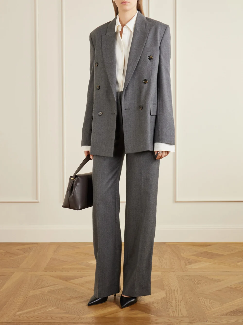 Stella McCartney Doubled-breasted Oversized Wool Blazer, worn by a model