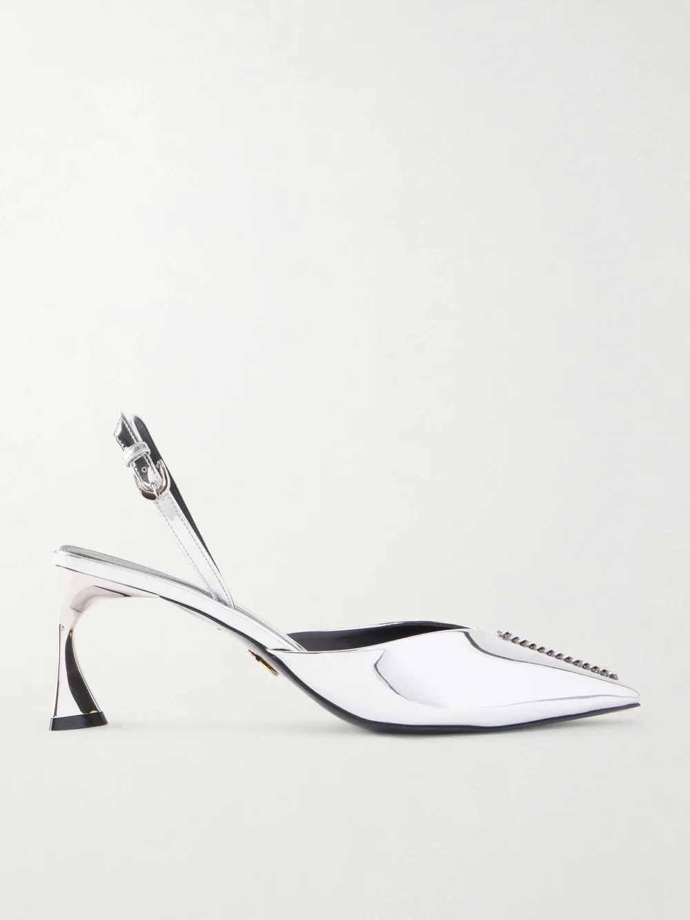 Stella McCartney Elsa Embellished Metallic Slingback Pumps in silver