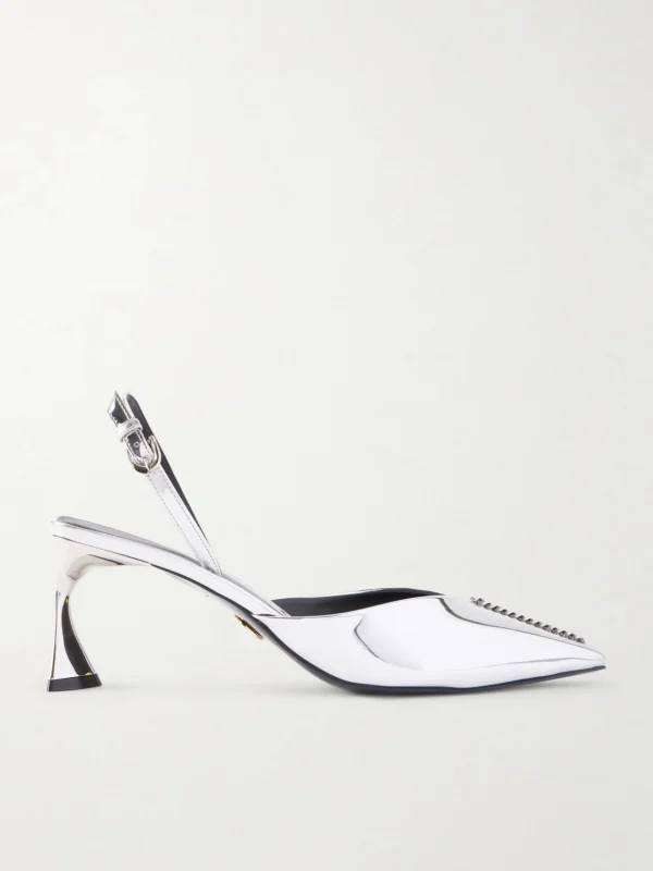 Stella McCartney Elsa Embellished Metallic Slingback Pumps