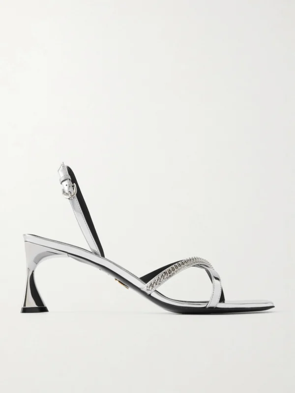 Stella McCartney Elsa Embellished Mirrored Slingback Sandals