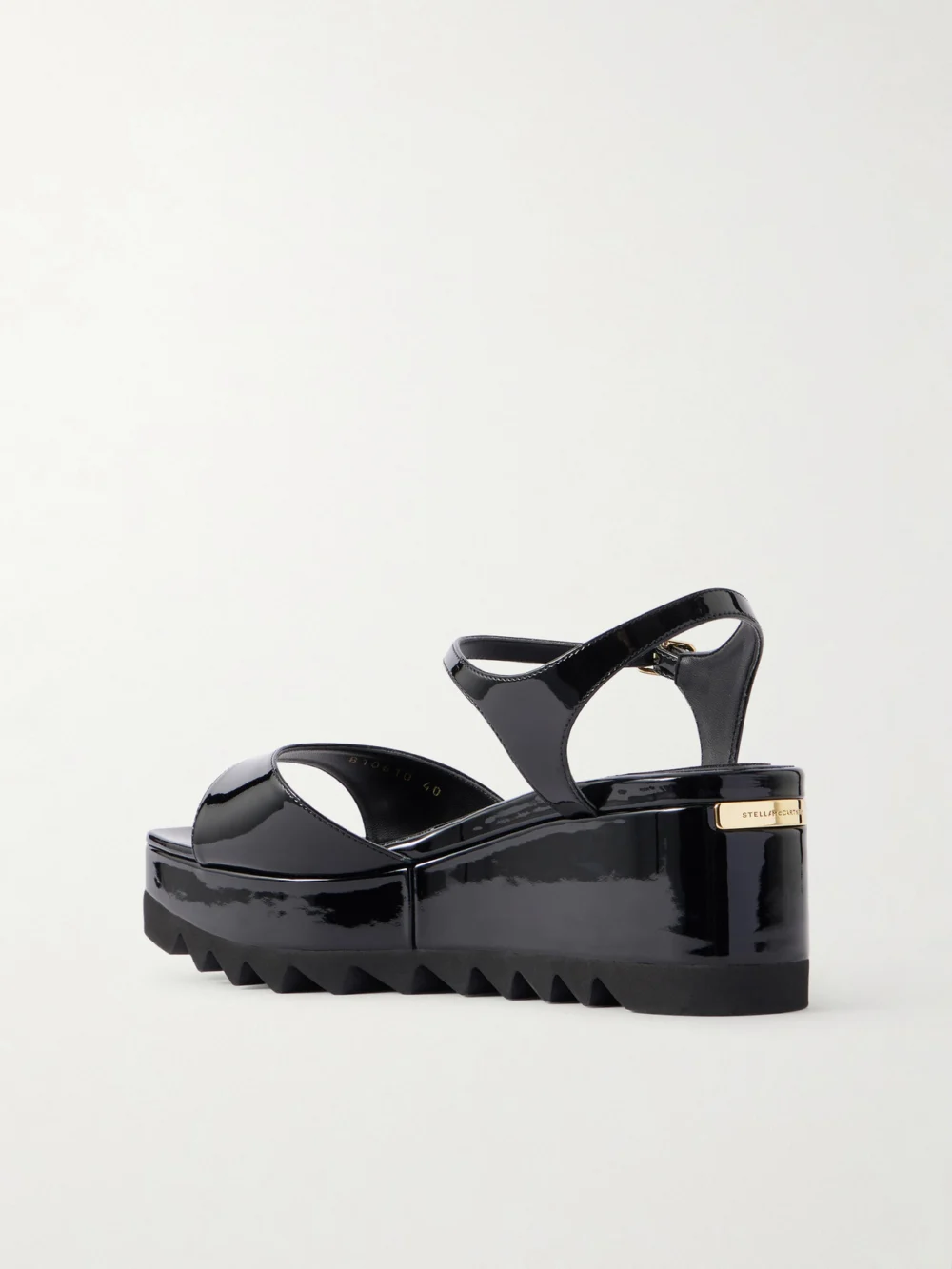 Back view of the Stella McCartney Elyse Patent Platform Sandals