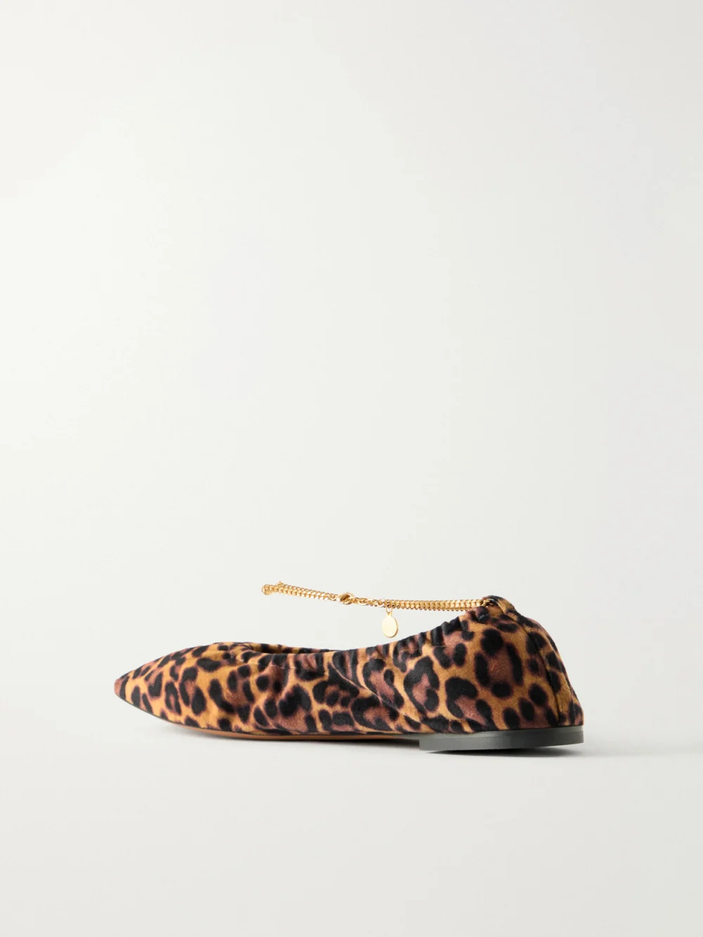 Back view of the Stella McCartney Embellished Leopard-print Velvet Ballerina Flats