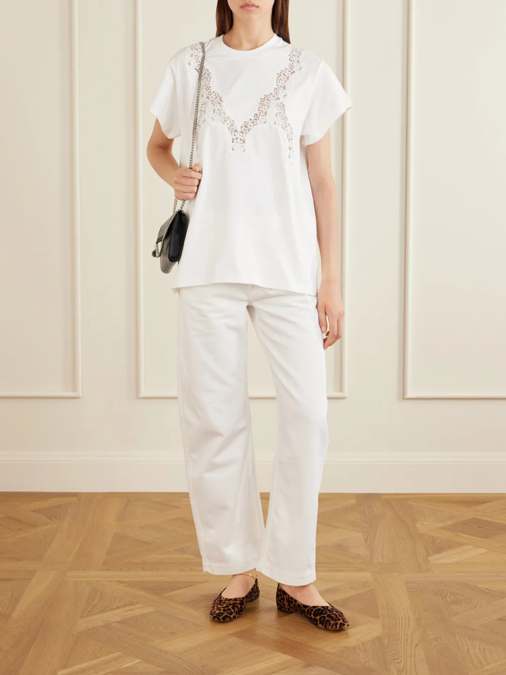 Stella McCartney Embellished Leopard-print Velvet Ballerina Flats, styled view