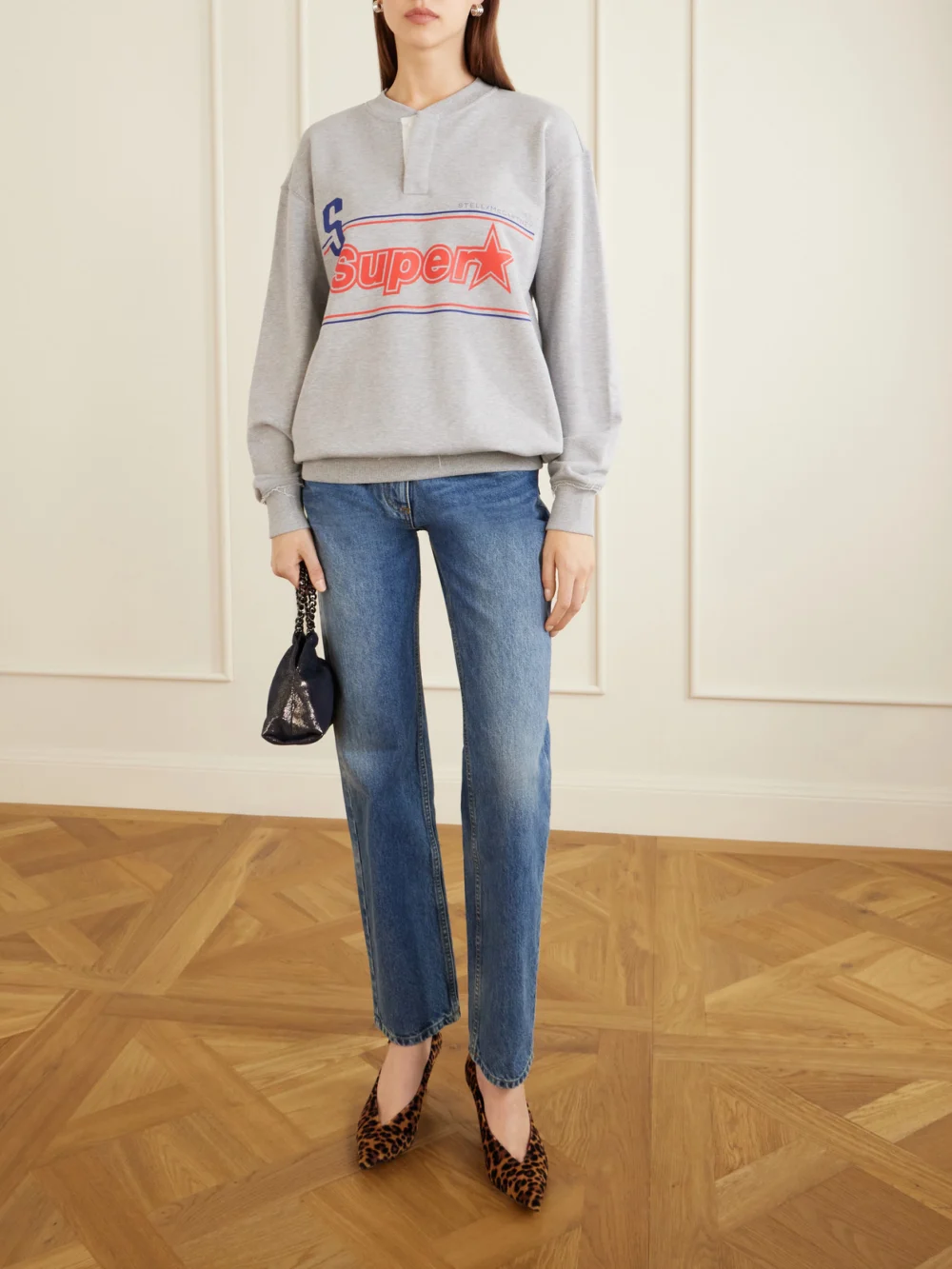 Stella McCartney Embellished Leopard-print Velvet Pumps, styled view