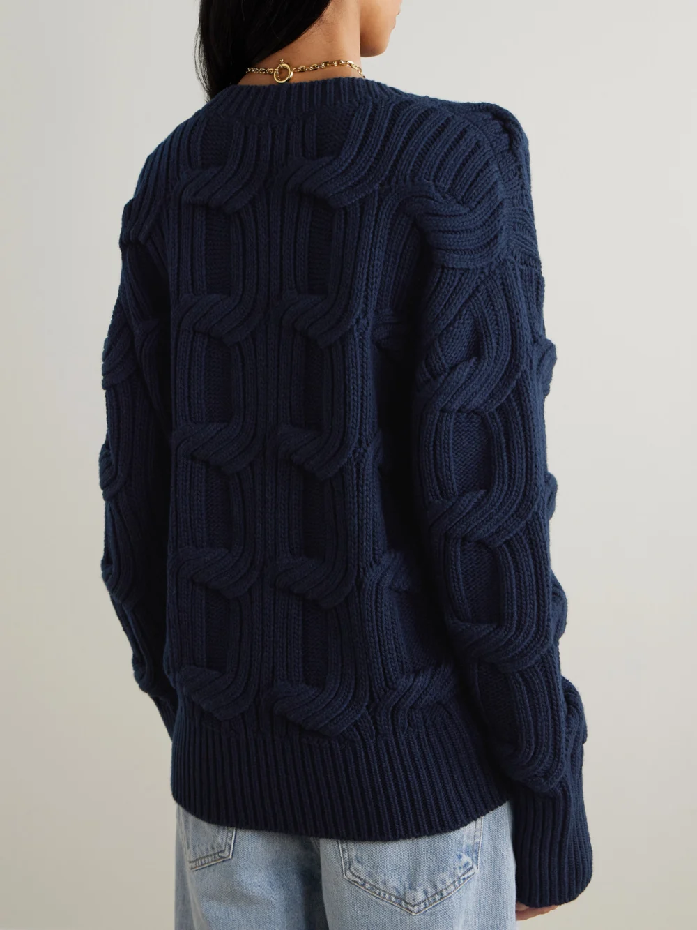 Back view of the Stella McCartney Falabella Cable-knit Wool Sweater