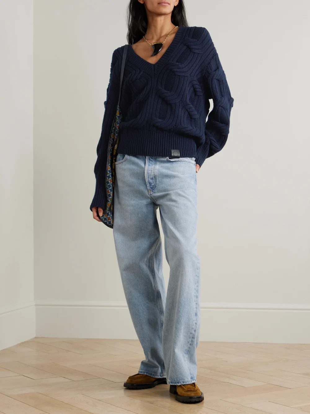 Stella McCartney Falabella Cable-knit Wool Sweater, worn by a model
