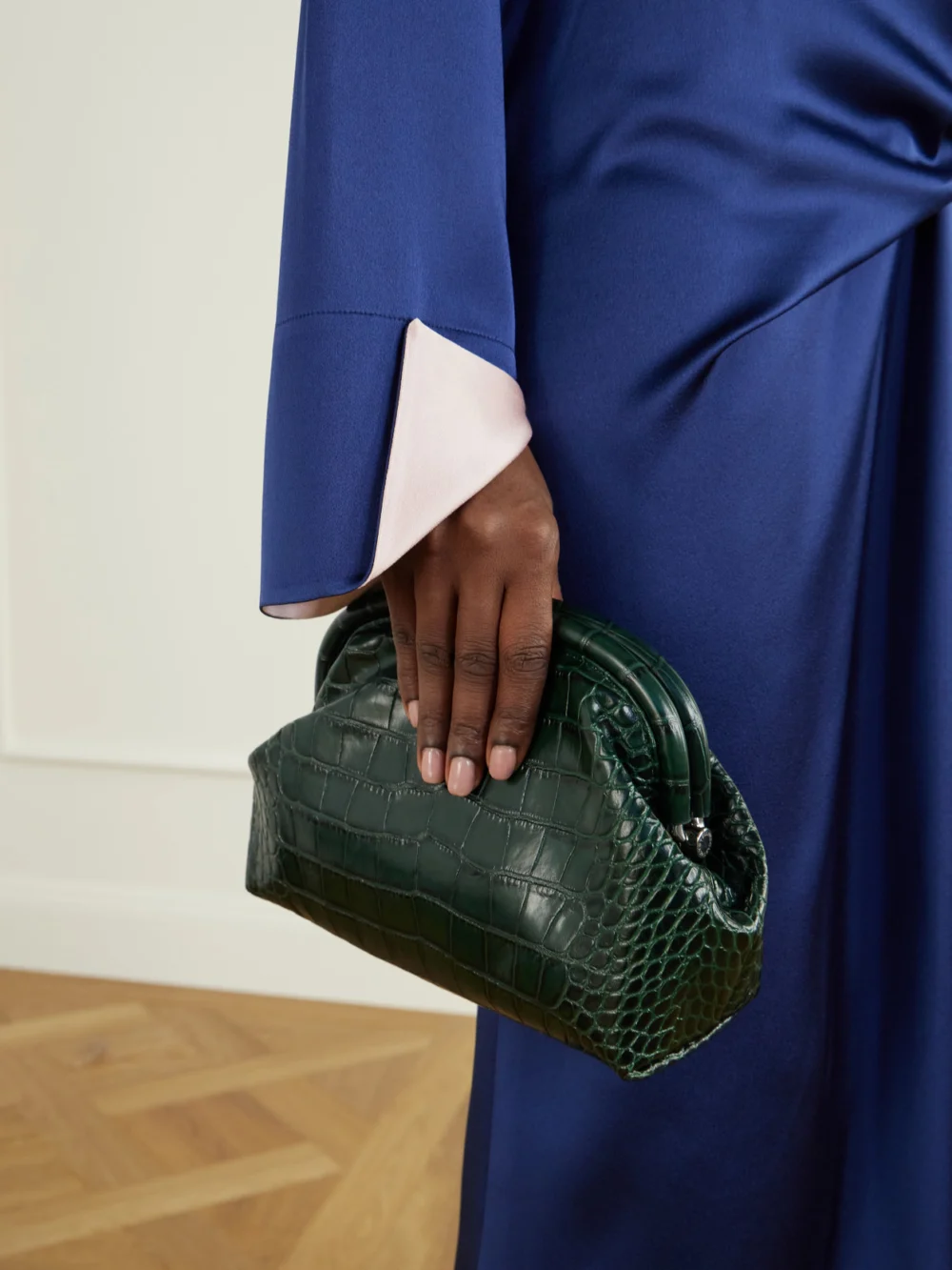 Stella McCartney Falabella Croc-effect Vegetarian Material Clutch, styled view