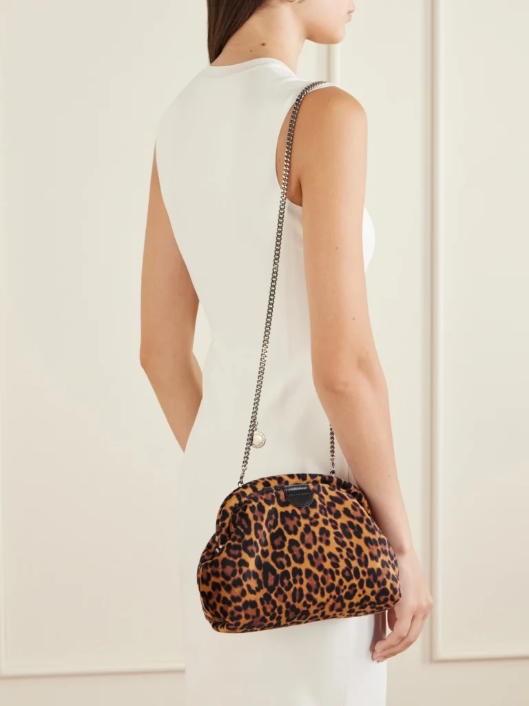 Stella McCartney Falabella Leopard-print Velvet Clutch