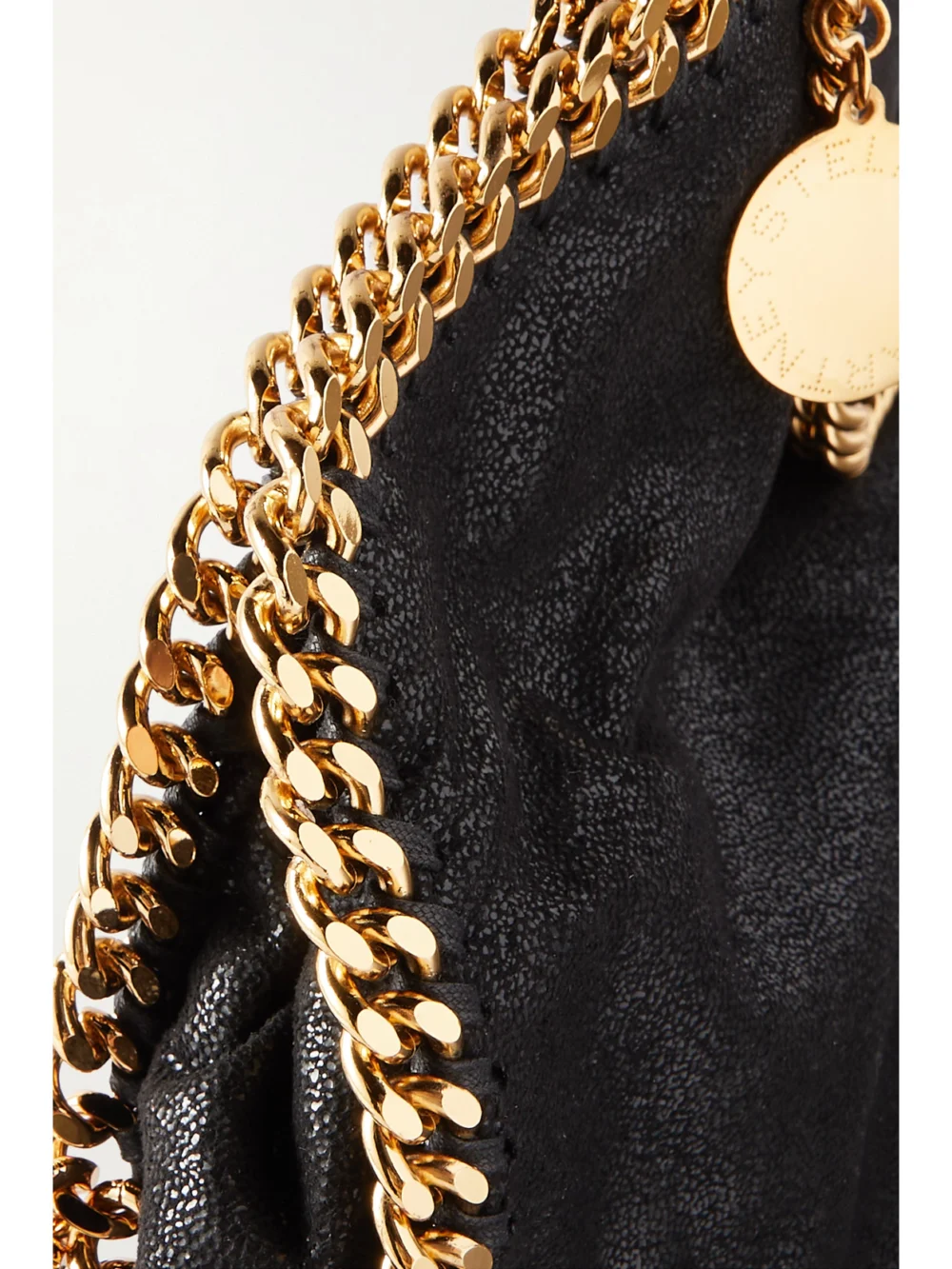Close-up detail of the Stella McCartney Falabella Medium Vegetarian Material Shoulder Bag