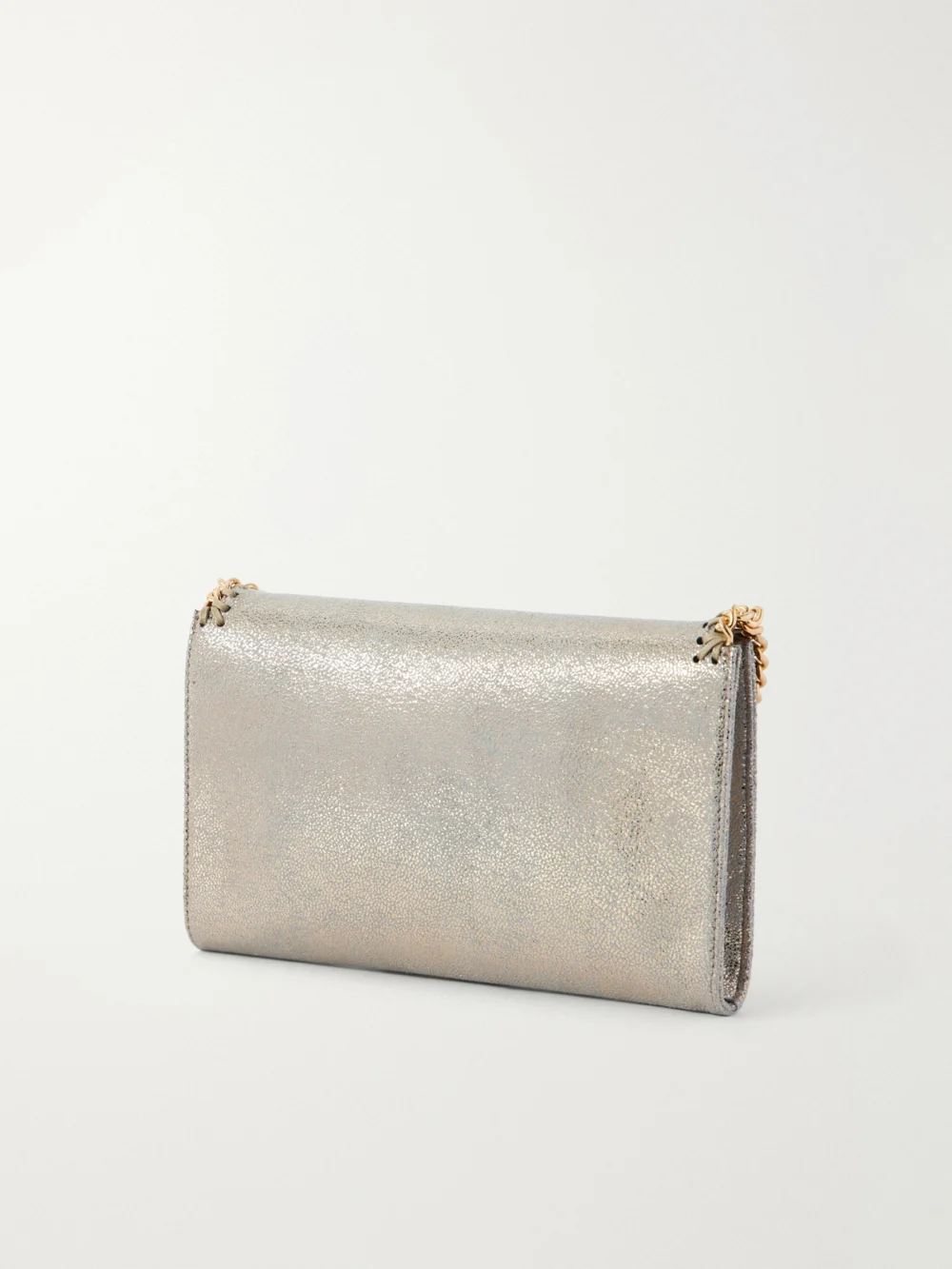 Back view of the Stella McCartney Falabella Mini Metallic Vegetarian Material Shoulder Bag