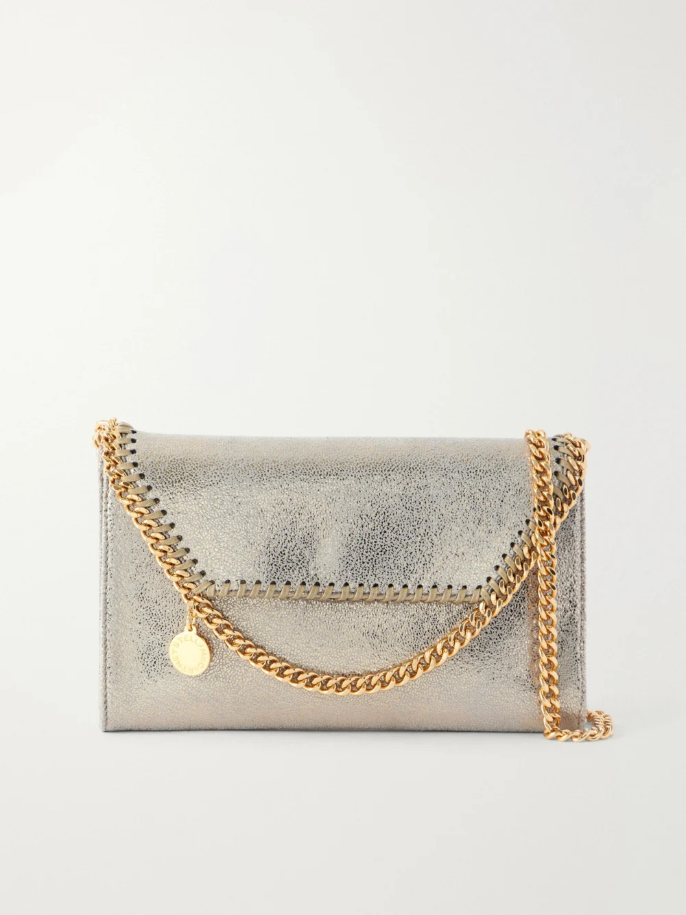 Stella McCartney Falabella Mini Metallic Vegetarian Material Shoulder Bag in silver