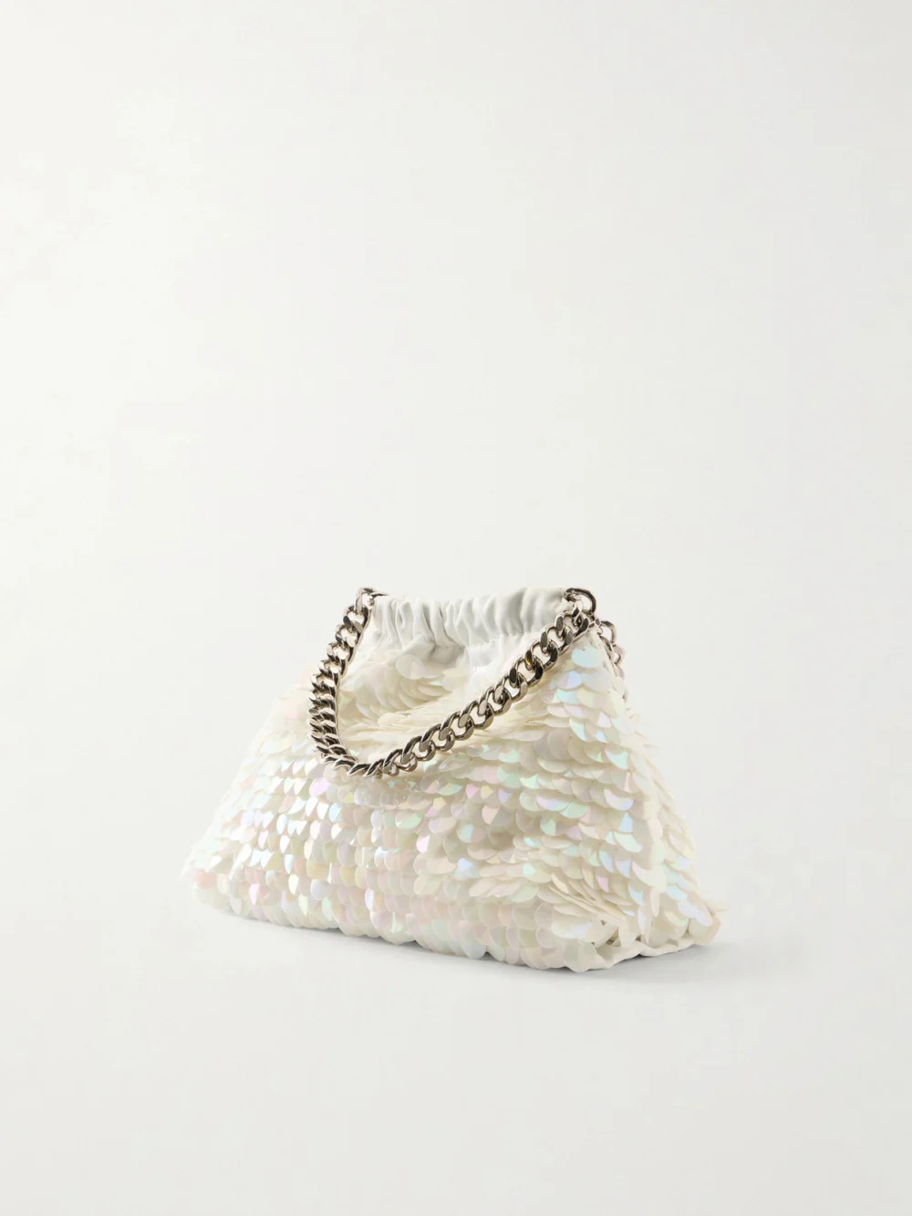 Back view of the Stella McCartney Falabella Mini Sequined Satin Shoulder Bag