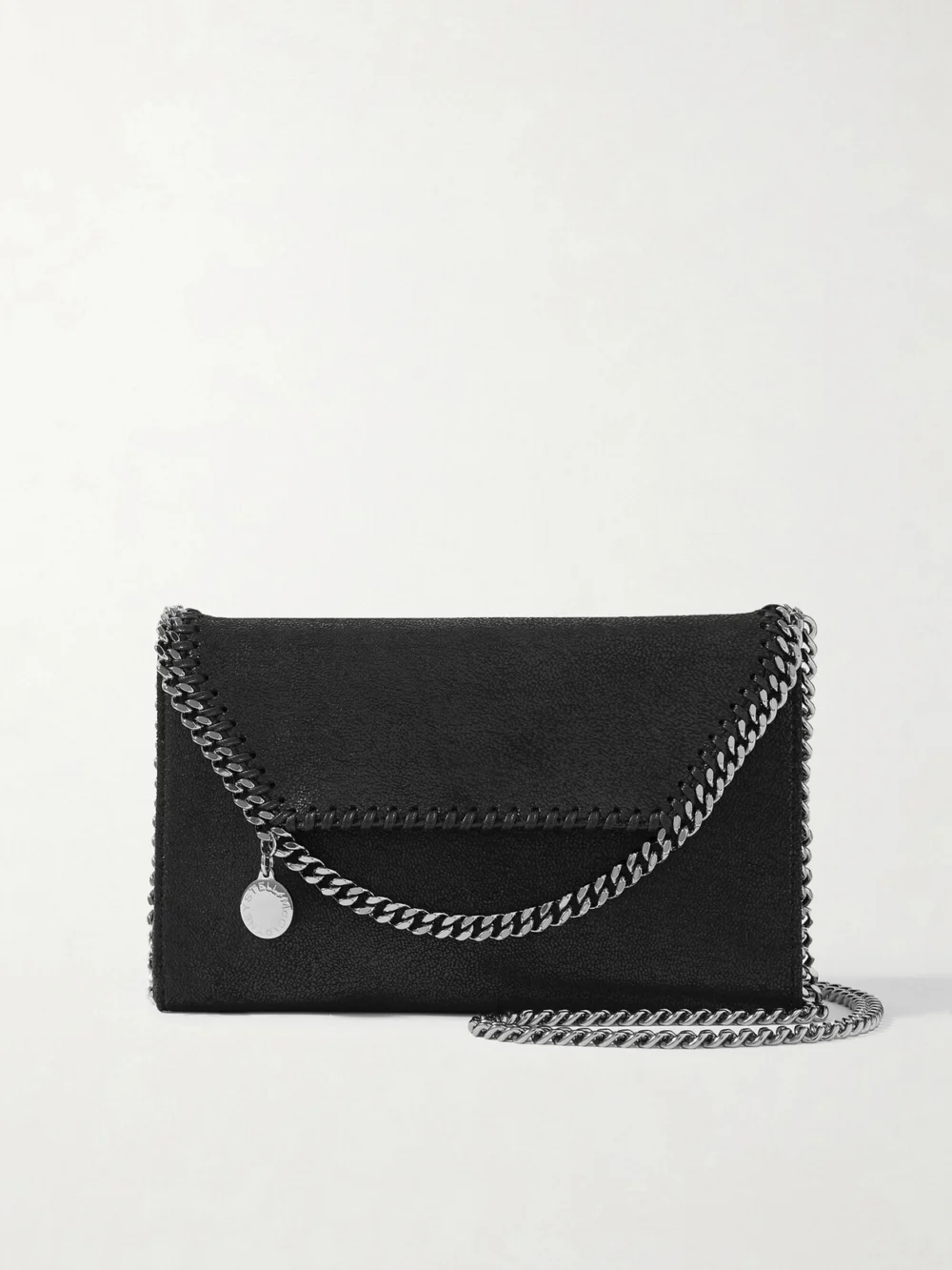 Stella McCartney Falabella Mini Vegetarian Textured-leather Shoulder Bag in black