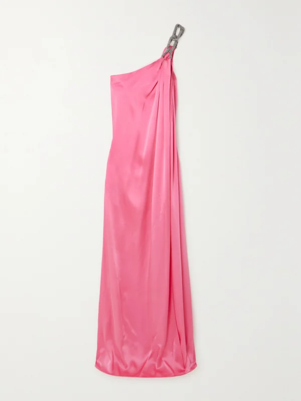 Stella McCartney Falabella One-shoulder Crystal-embellished Satin Gown