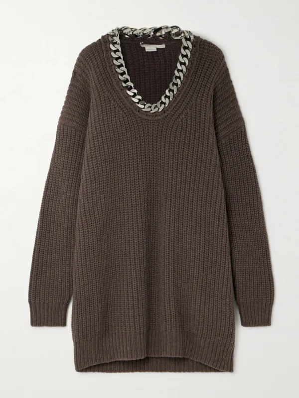Stella McCartney Falabella Oversized Chain-embellished Wool Sweater