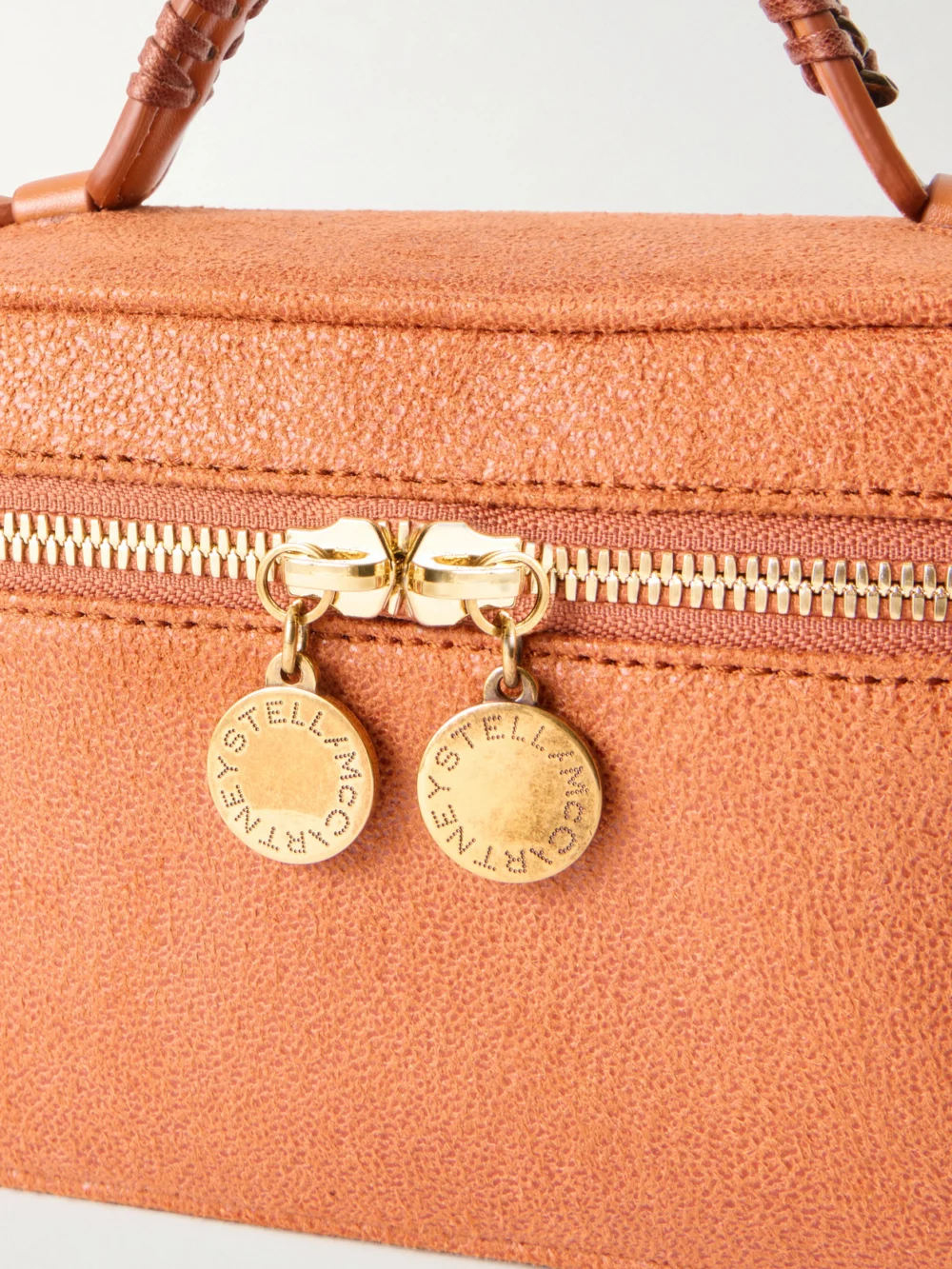 Close-up detail of the Stella McCartney Falabella Vanity Metallic Vegetarian Material Shoulder Bag