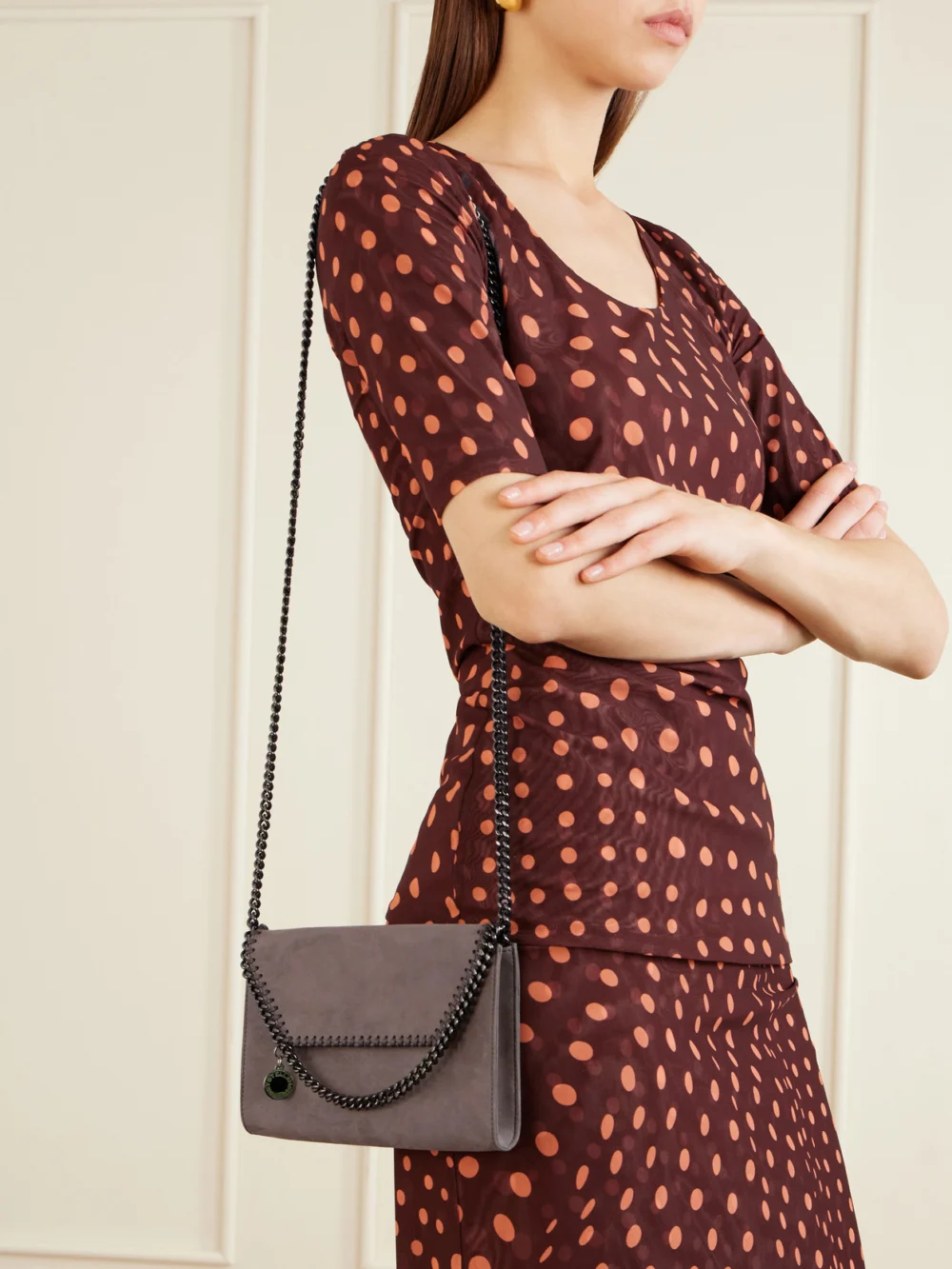 Stella McCartney Falabella Vegetarian Material Shoulder Bag, styled view